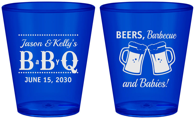 Custom Baby Shower Plastic Shot Glasses - Beers Bbq Babies | 90111