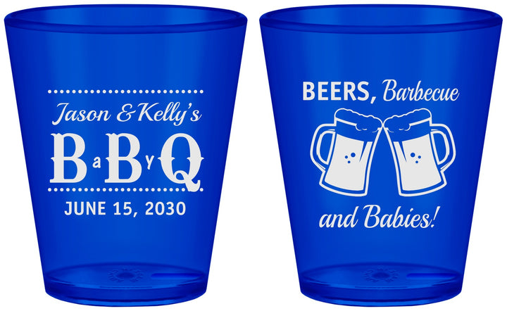 Custom Baby Shower Plastic Shot Glasses - Beers Bbq Babies | 90111
