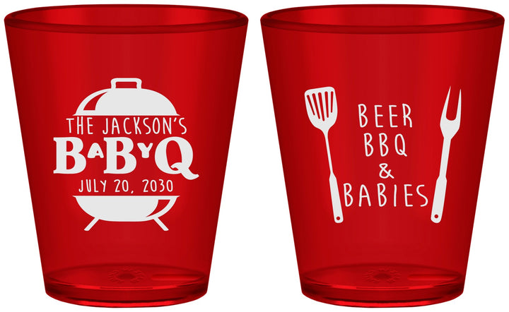 Custom Baby Shower Plastic Shot Glasses - Beers Bbq Babies | 90112