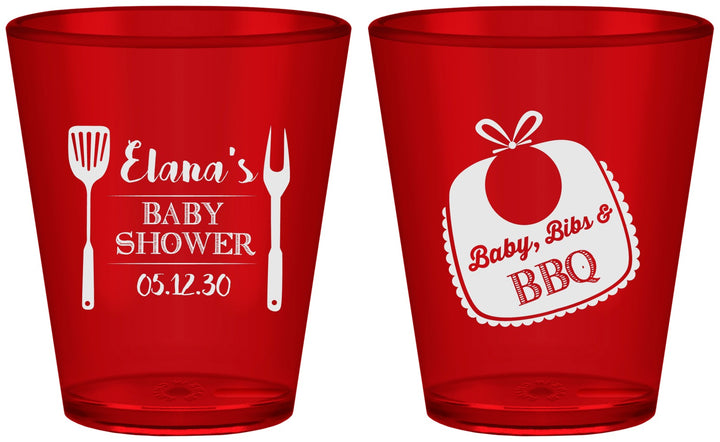 Custom Baby Shower Plastic Shot Glasses - Beers Bbq Babies | 90114