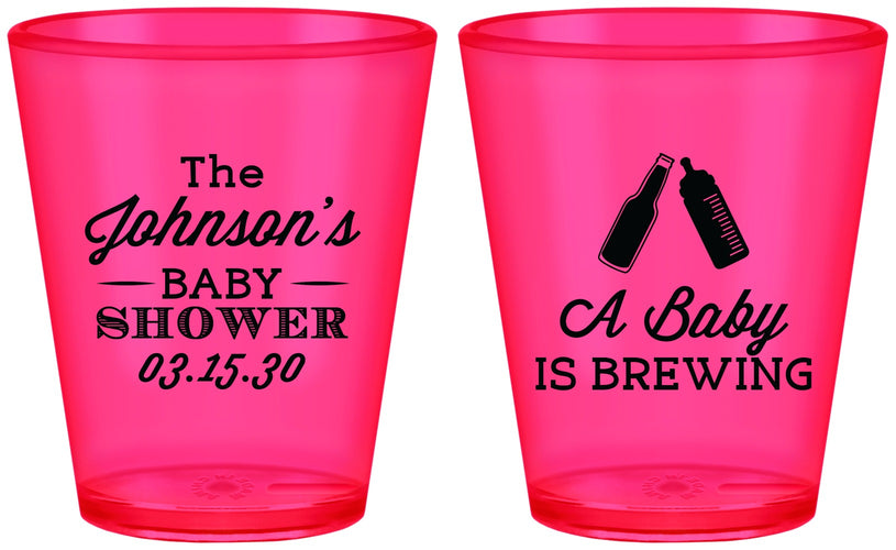 Custom Baby Shower Plastic Shot Glasses - Baby Is Brewing | 90116