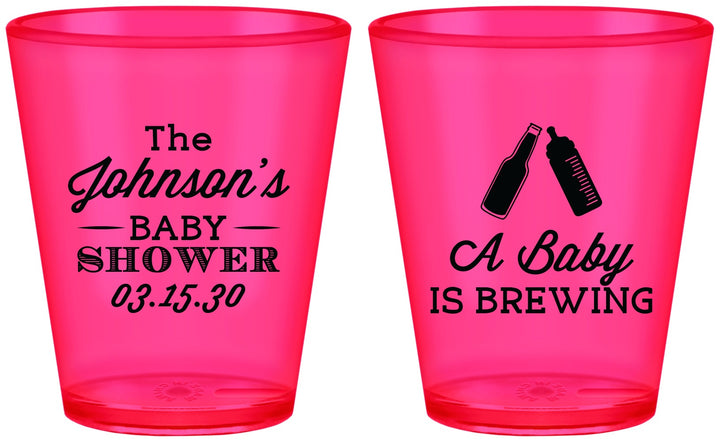 Custom Baby Shower Plastic Shot Glasses - Baby Is Brewing | 90116