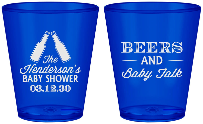 Custom Baby Shower Plastic Shot Glasses - Beers And Baby Talk | 90117