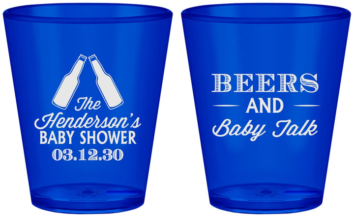 Custom Baby Shower Plastic Shot Glasses - Beers And Baby Talk | 90117