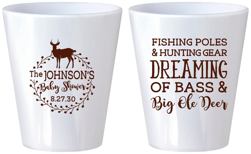 Custom Baby Shower Plastic Shot Glasses - Fishing Hunting | 90119