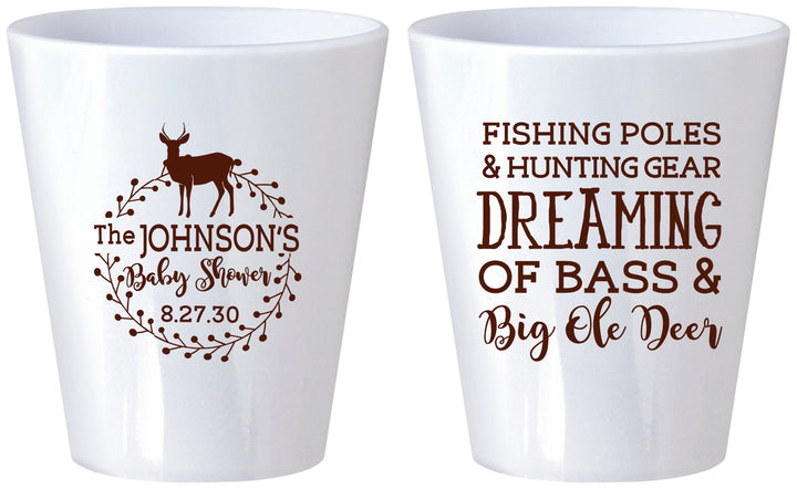 Custom Baby Shower Plastic Shot Glasses - Fishing Hunting | 90119
