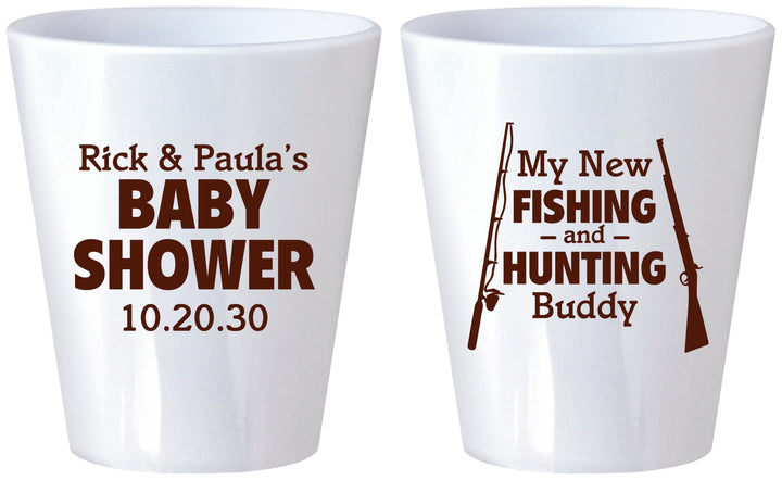 Custom Baby Shower Plastic Shot Glasses - Fishing Hunting | 90126
