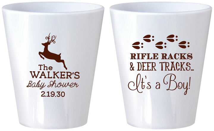 Custom Baby Shower Plastic Shot Glasses - Rifle Racks Deer Tracks | 90128