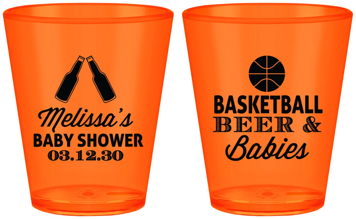 Custom Baby Shower Plastic Shot Glasses - Basketball Beer Babies | 90134