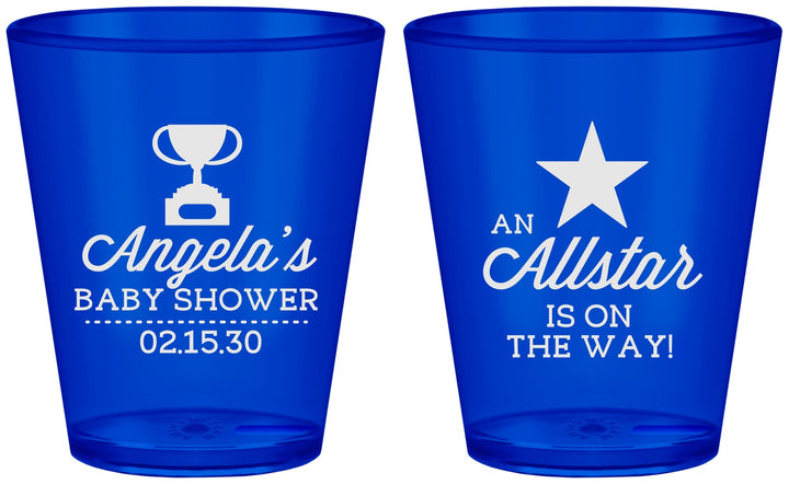 Custom Baby Shower Plastic Shot Glasses - Allstar On The Way | 90140