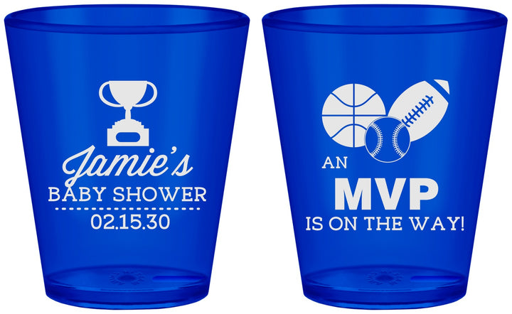 Custom Baby Shower Plastic Shot Glasses - Sports Mvp | 90141