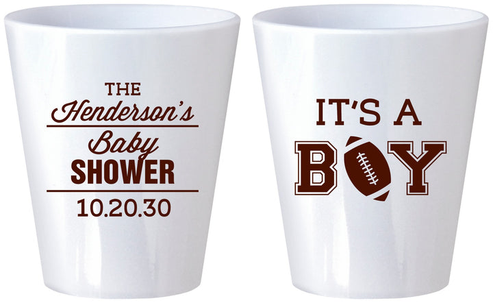 Custom Baby Shower Plastic Shot Glasses - Football | 90142