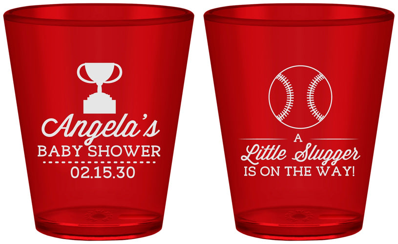 Custom Baby Shower Plastic Shot Glasses - Baseball Little Slugger | 90145