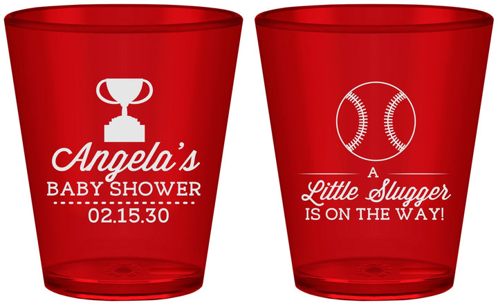 Custom Baby Shower Plastic Shot Glasses - Baseball Little Slugger | 90145