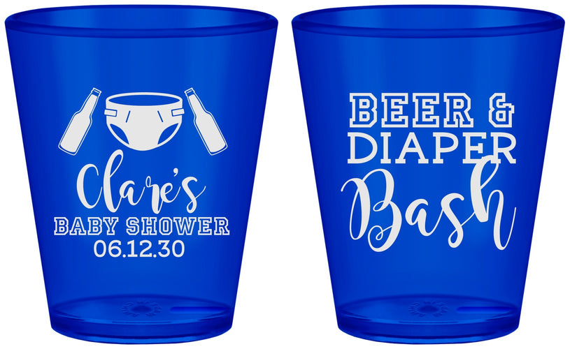 Custom Baby Shower Plastic Shot Glasses - Beer Diapers Bash | 90151