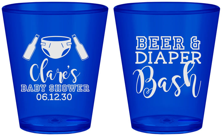 Custom Baby Shower Plastic Shot Glasses - Beer Diapers Bash | 90151