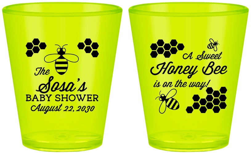 Custom Baby Shower Plastic Shot Glasses - Honey Bee | 90154