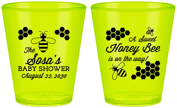 Custom Baby Shower Plastic Shot Glasses - Honey Bee | 90154