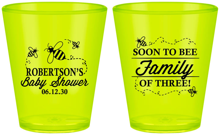 Custom Baby Shower Plastic Shot Glasses - Bee Family | 90155