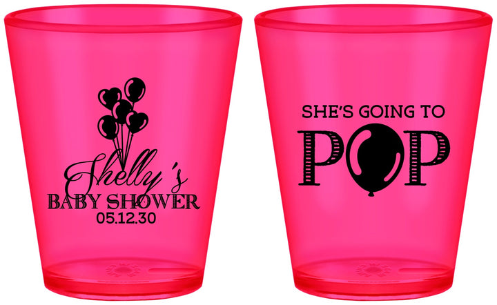 Custom Baby Shower Plastic Shot Glasses - Shes Going To Pop | 90157