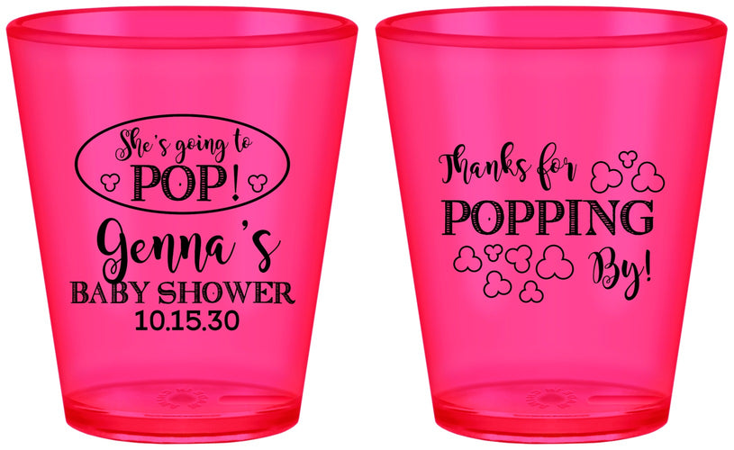 Custom Baby Shower Plastic Shot Glasses - Popping By | 90158