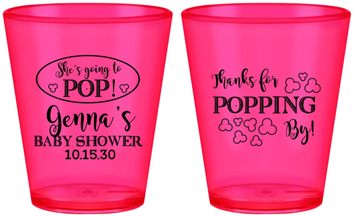Custom Baby Shower Plastic Shot Glasses - Popping By | 90158