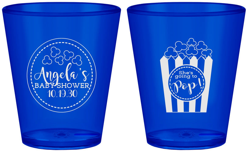 Custom Baby Shower Plastic Shot Glasses - Shes Going To Pop | 90159