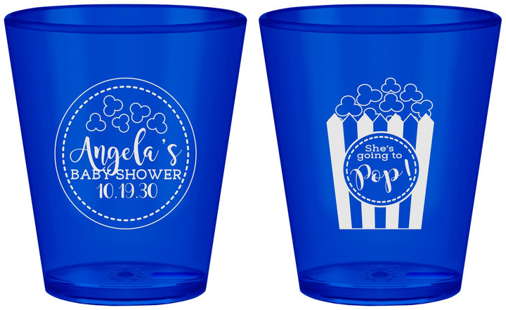 Custom Baby Shower Plastic Shot Glasses - Shes Going To Pop | 90159