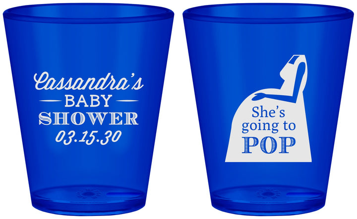 Custom Baby Shower Plastic Shot Glasses - Shes Going To Pop | 90161