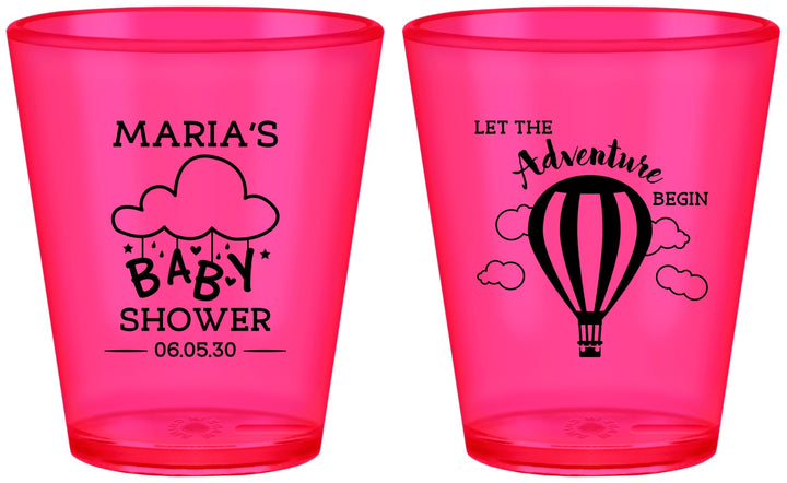 Custom Baby Shower Plastic Shot Glasses - Hot Air Balloon | 90164