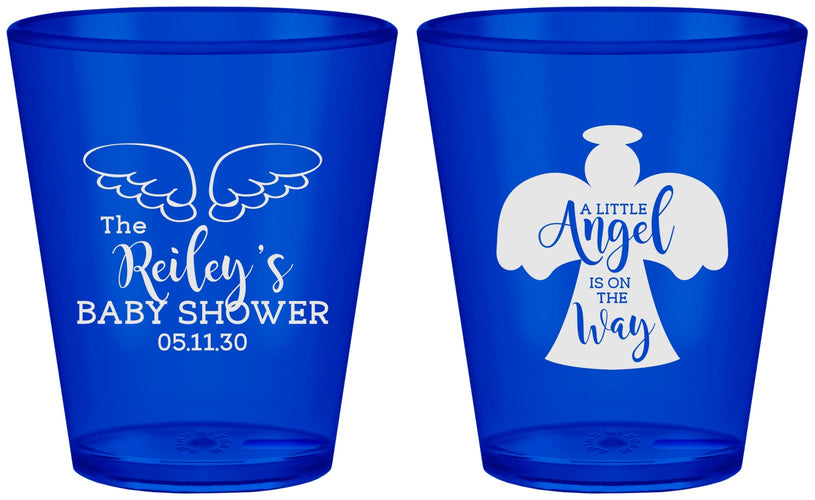 Custom Baby Shower Plastic Shot Glasses - Angel On The Way | 90165