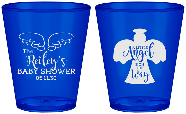 Custom Baby Shower Plastic Shot Glasses - Angel On The Way | 90165