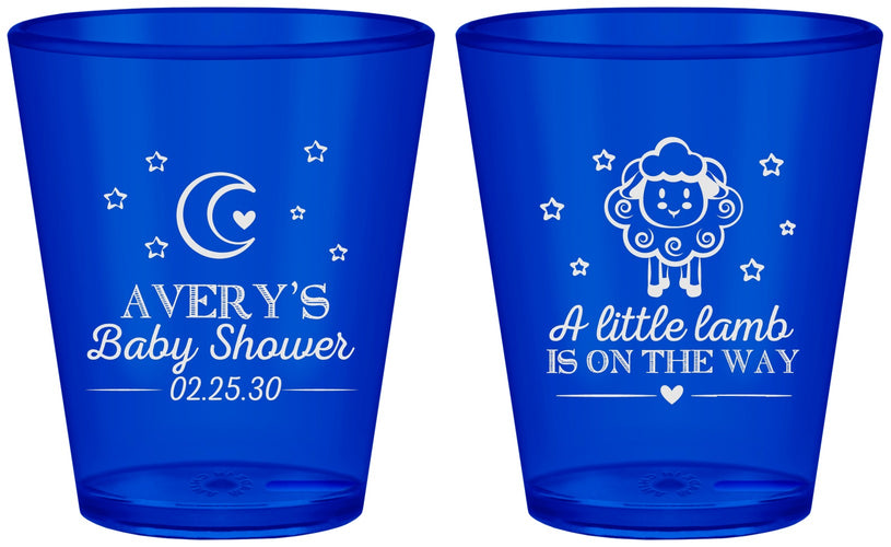 Custom Baby Shower Plastic Shot Glasses - Little Lamb On The Way | 90167