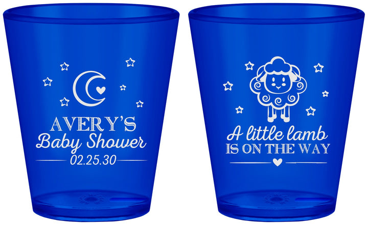 Custom Baby Shower Plastic Shot Glasses - Little Lamb On The Way | 90167