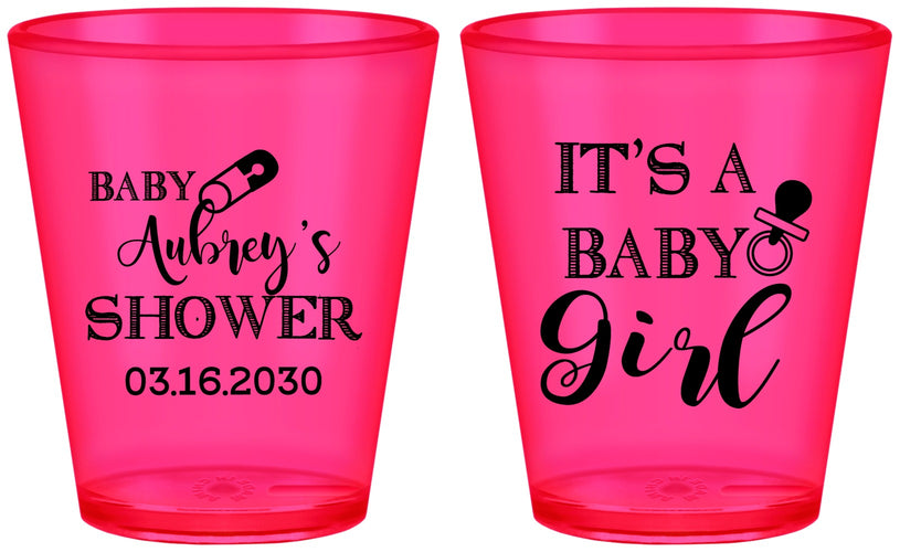 Custom Baby Shower Plastic Shot Glasses - Baby Girl | 90171