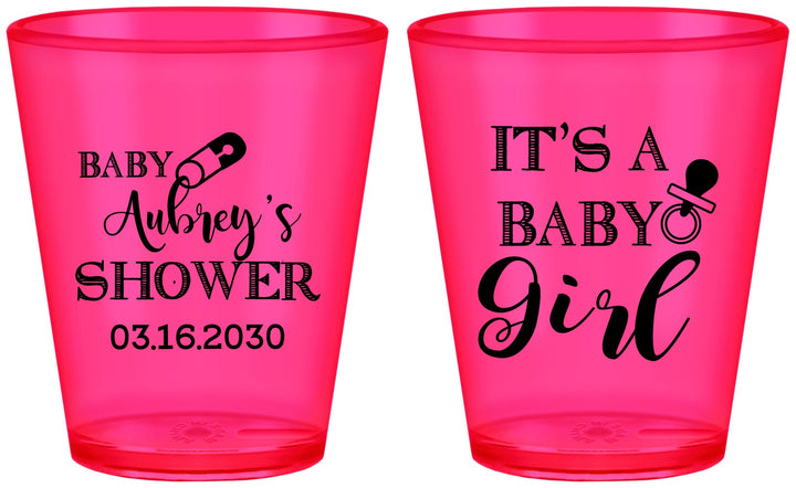 Custom Baby Shower Plastic Shot Glasses - Baby Girl | 90171