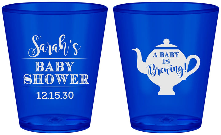 Custom Baby Shower Plastic Shot Glasses - Baby Is Brewing | 90172