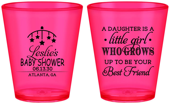 Custom Baby Shower Plastic Shot Glasses - Little Girls Best Friend | 90173