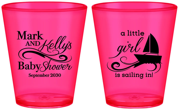 Custom Baby Shower Plastic Shot Glasses - Sailboat | 90178