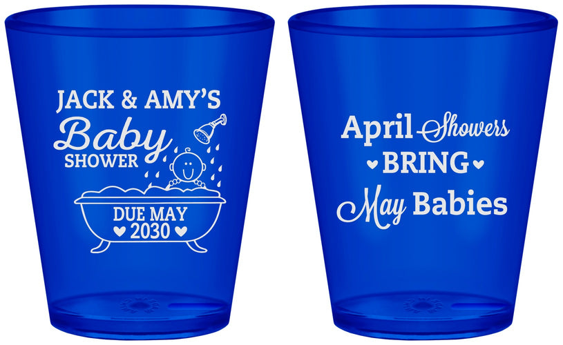 Custom Baby Shower Plastic Shot Glasses - April Showers May Babies | 90181