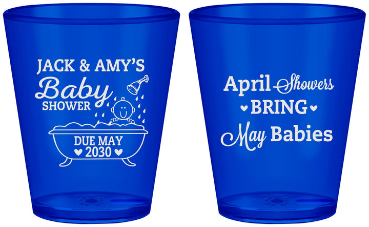 Custom Baby Shower Plastic Shot Glasses - April Showers May Babies | 90181