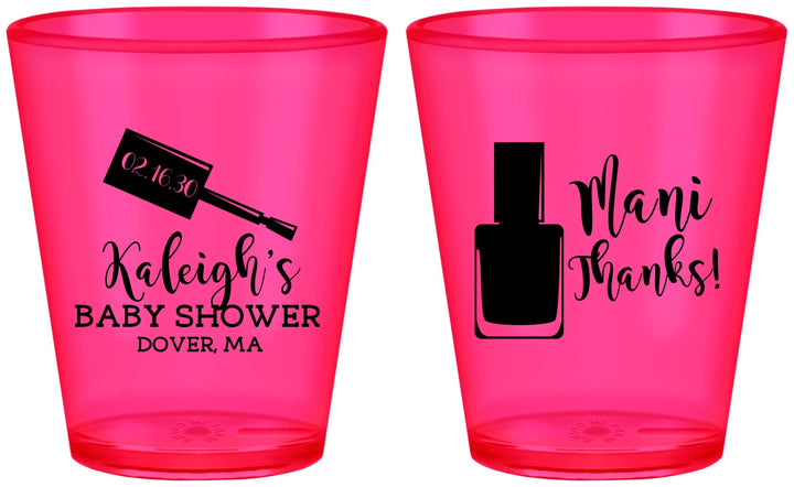 Custom Baby Shower Plastic Shot Glasses - Mani Thanks | 90184
