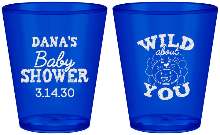 Custom Baby Shower Plastic Shot Glasses - Lion Wild About You | 90186