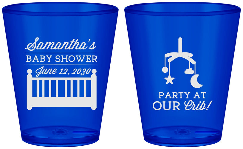 Custom Baby Shower Plastic Shot Glasses - Party At Our Crib | 90187