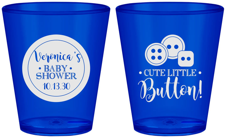 Custom Baby Shower Plastic Shot Glasses - Cute Little Button | 90189