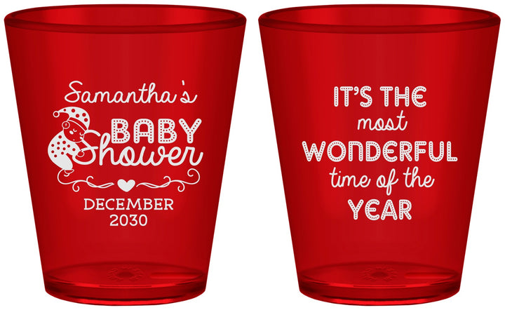Custom Baby Shower Plastic Shot Glasses - Christmas | 90191