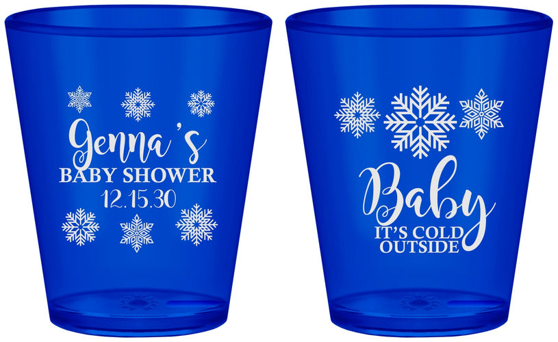 Custom Baby Shower Plastic Shot Glasses - Christmas Snowflakes | 90192