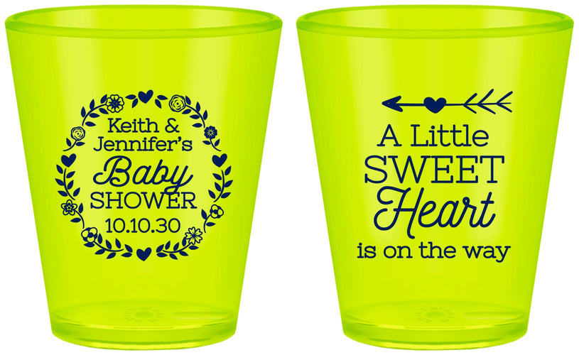 Custom Baby Shower Plastic Shot Glasses - Little Sweet Heart | 90195