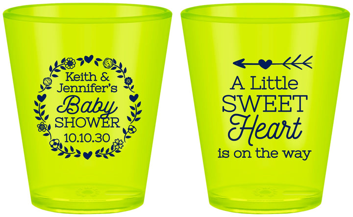 Custom Baby Shower Plastic Shot Glasses - Little Sweet Heart | 90195