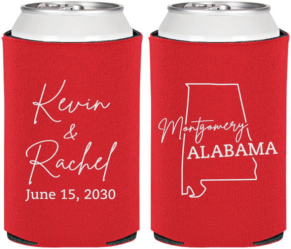 Personalized Wedding Can Coolers - Alabama | 100